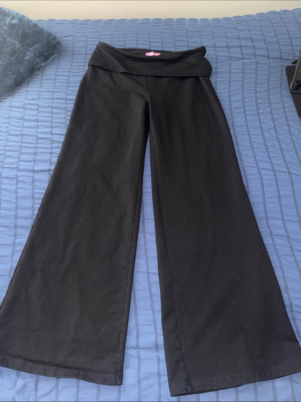 Edikted Black Wide-Leg Fold-Over Waist Pants
